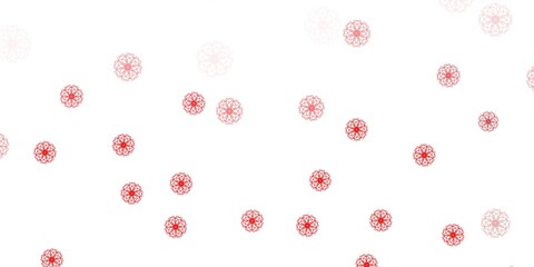 Light red vector doodle pattern with flowers.