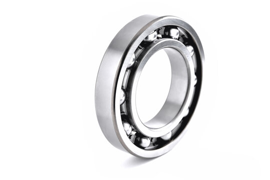 ball bearing on a white background close-up, blur as an artistic device