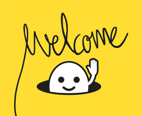 Funny puppet and welcome message