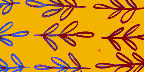 Black Floral Pattern. Azure Plant Background. Red - 393970380