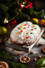 Traditional German Christmas pastries - Dresden Stollen. National German cuisine