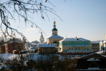 Panorama of Vladimir town in Russia in winter