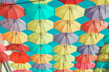 Fototapeta na wymiar pattern of umbrellas or umbrellas in Andalusia street