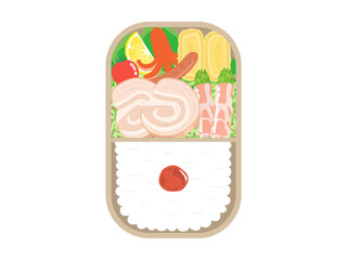 チャーシュー弁当のイラスト