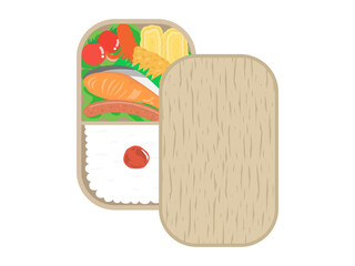 鮭の弁当のイラスト