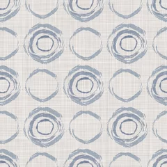 Tafelkleed Naadloze Franse boerderij gestippelde linnen patroon. Provence blauw wit geweven textuur. Shabby chique stijl decoratieve cirkel dot stof achtergrond. Textiel rustiek all-over print © Limolida Studio
