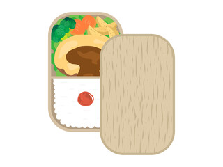 チーズハンバーグ弁当のイラスト