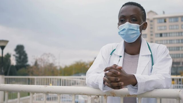 break in hospital - young doctor on break thinks about the difficult situation