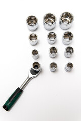 set of spanners on a white background