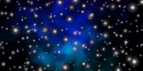 Dark Multicolor vector background with colorful stars.