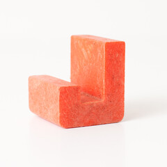 Red Plastic Letter J Block, Vintage 3D Alphabet Toy