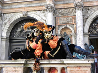 Carnival in Venice, statue of a person with a mask