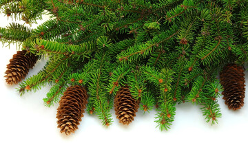 Branch of spruce with cones