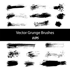 a set of grunge brushes of different shapes and densities. Vector isolated clipart