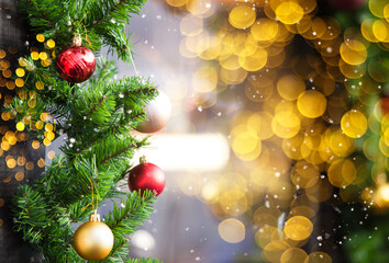 Obraz na płótnie Canvas Christmas decoration background. Happy winter holidays