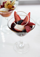 luxury colorful fruit desert in the glas