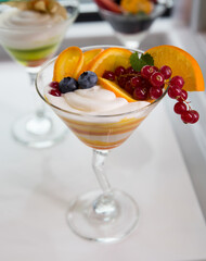 luxury colorful fruit desert in the glas