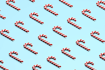 Candy cane isometric pattern, Christmas background, 3d illustration