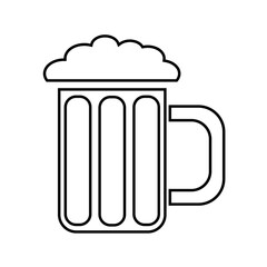 A simple abstract black and white icon from a mug, a glass of fresh, foamy, tasty, refreshing beer and copy space on a white background. illustration