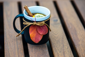 Mug with tea and lemon