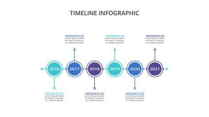 Timeline with 6 elements, infographic template for web, business, presentations, vector illustration.