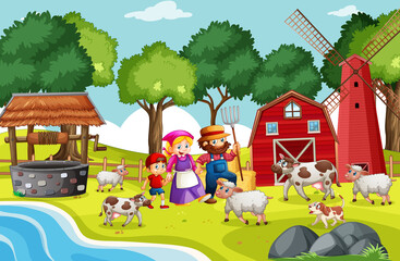 Old MacDonald in a farm nursery rhymes scene