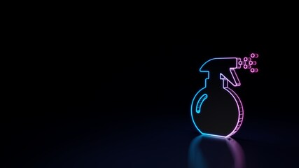 3d glowing neon symbol of symbol of water spray isolated on black background