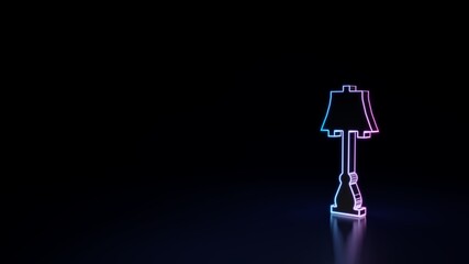 3d glowing neon symbol of symbol of vintage lamp isolated on black background