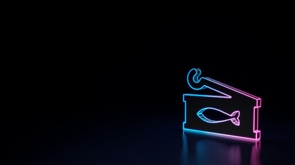 3d glowing neon symbol of symbol of sardelle isolated on black background