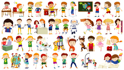 Set of cute kids cartoon character