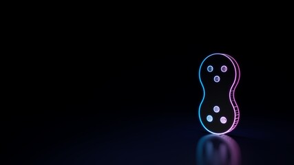 3d glowing neon symbol of symbol of peanut isolated on black background
