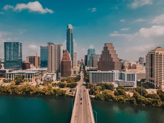 Keuken foto achterwand Verenigde Staten Texas Capitol in Austin over Congress Bridge