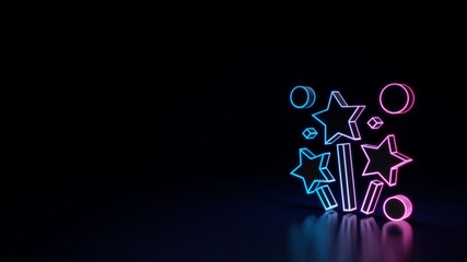 3d glowing neon symbol of symbol of fireworks isolated on black background
