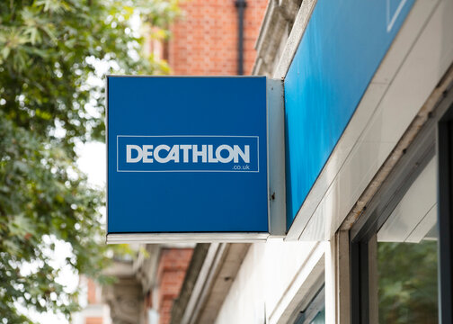 London, UK, 17th July 2019, Decathlon Sign  in central london