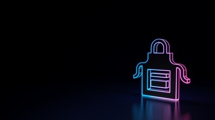 Obraz premium 3d glowing neon symbol of symbol of apron isolated on black background