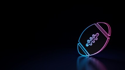3d glowing neon symbol of symbol of american football isolated on black background