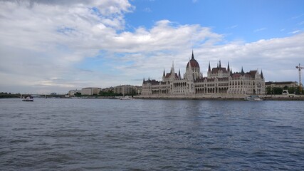 View from the river to the building of the Hungarian Parliament