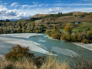 View of Shotover River from Tuckers Beach Trail, Queenstown Area, New Zealand