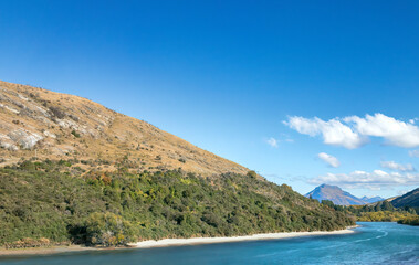 View of Shotover River from Tuckers Beach Trail, Queenstown Area, New Zealand