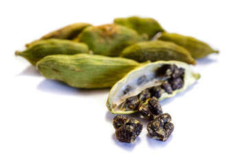 Cardamom isolated on white background