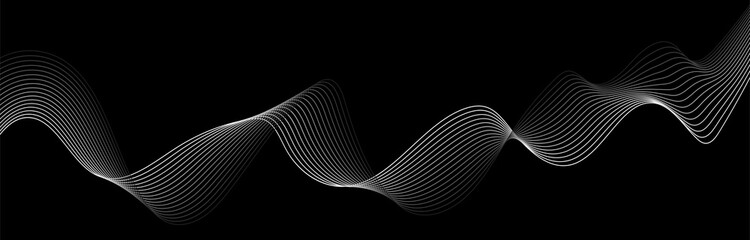 White lines wave on a black background. Graphic design. Vector illustration. EPS 10