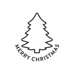 Merry Christmas Tree Background, Christmas Tree Icon, Merry Christmas Text Vector Illustration Background