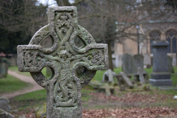 Old English cemetery gravestones close ups among the trees, serenity, piece, RIP, resting place, protestant graveyard, stone work