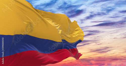 Large Colombia flag waving in the wind