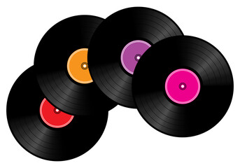 Pile of vinyl record isolated on white, 3d vector illustration