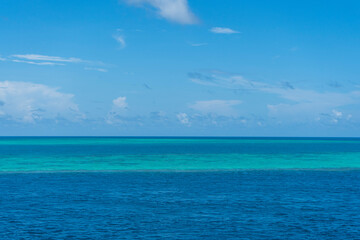 Coral reef and blue sky, Great Barrier Reef, Australia