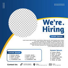 Hiring, Job vacancy design poster.Open recruitment design template. Social media post design layout