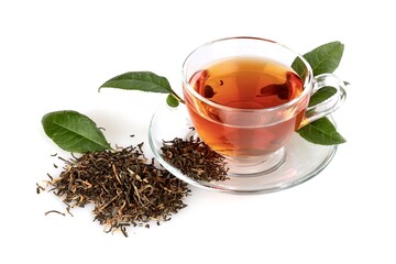 Cup of tea with tea leaves