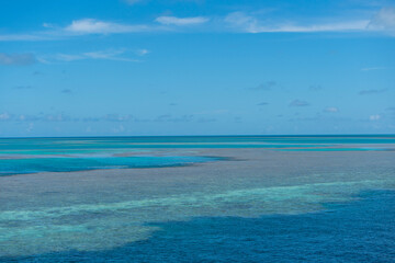 tropical sea and sky with coral reef