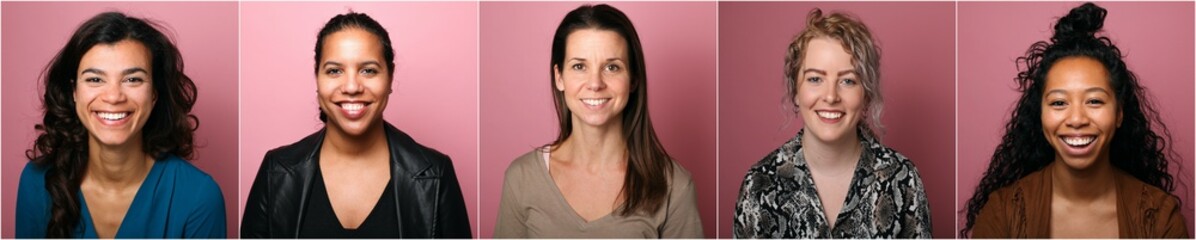 Portraits of beautiful women in front of a colored background